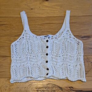 RSQ White Sleeveless Crop Tank Top